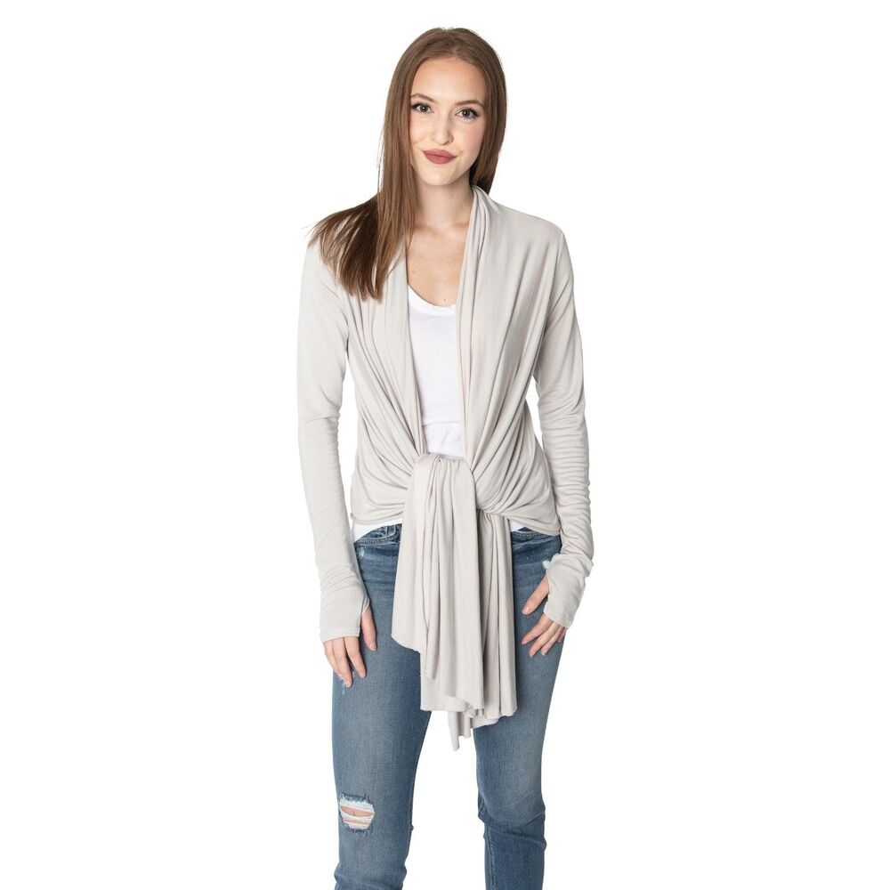 LAmade Waterfall Open Drape Cardigan White SZ XS Coastal Cowgirl Neutral Comfort